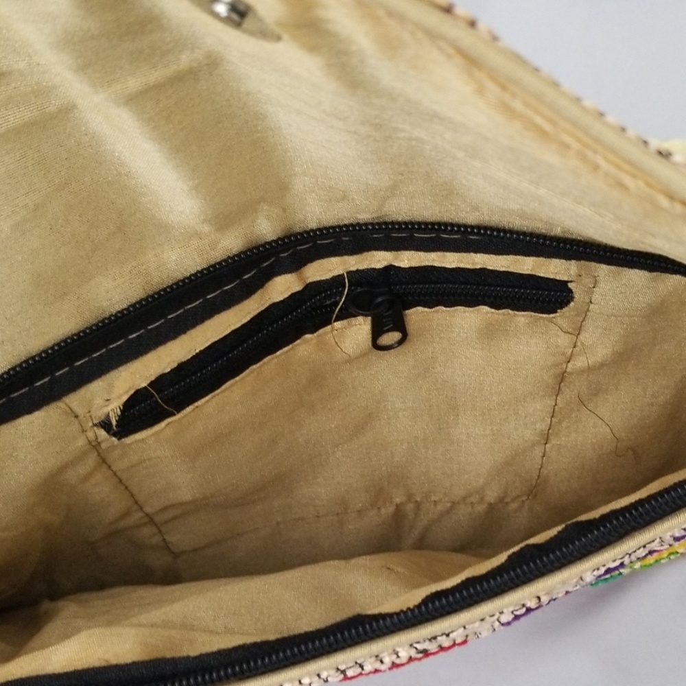 CREAM Elephant Tapestry Crossbody Bag Clutch - Picture 7 of 8